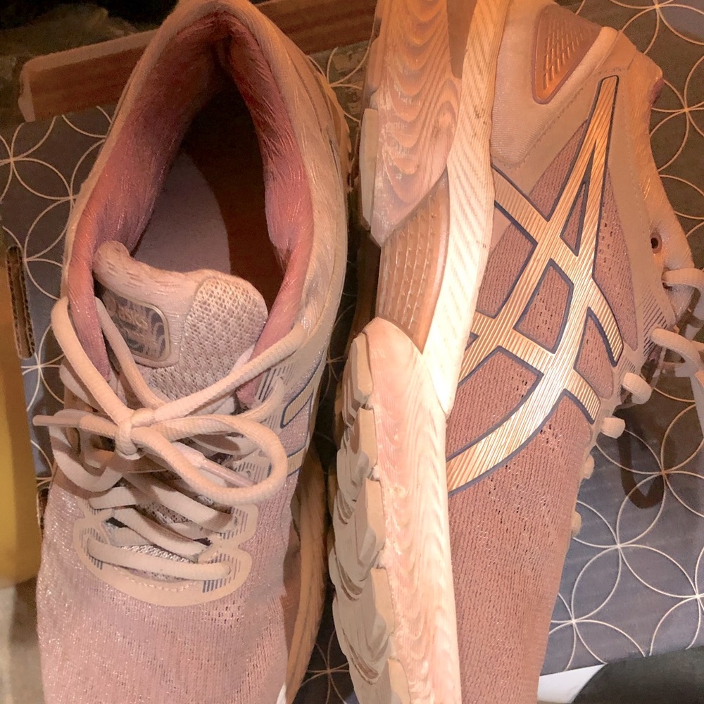 Rose gold running shoes